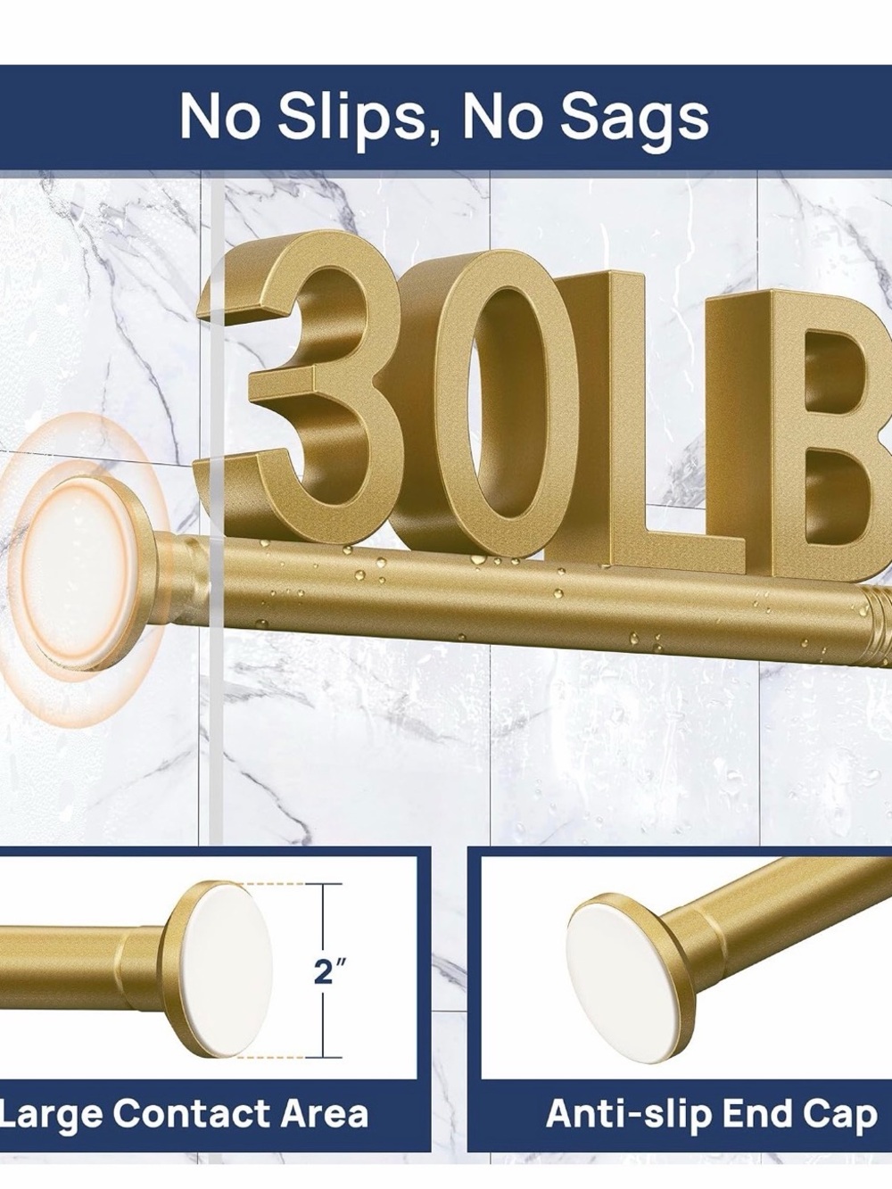 NWT Gold Shower Curtain Rod Set - Picture 6 of 7